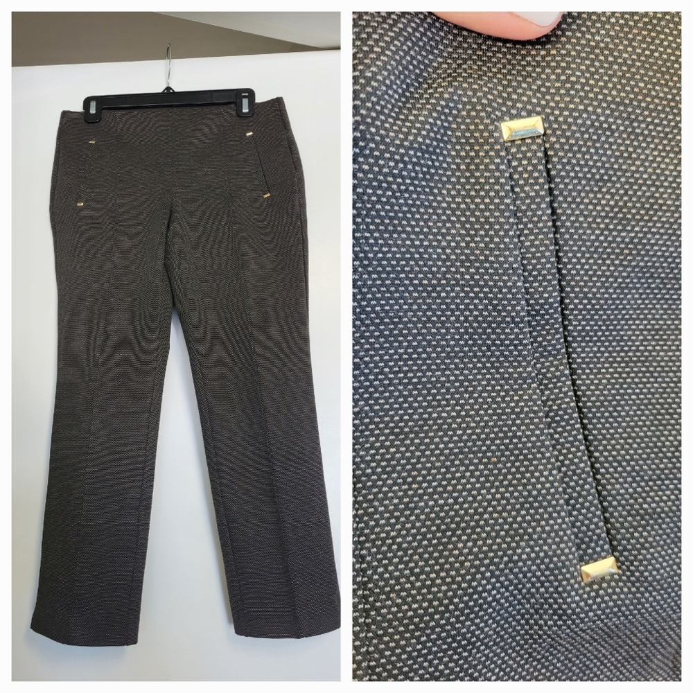 NWOT Chico's Juliet Ponte Ankle Business Pants Gold Details Size 4P or US Small